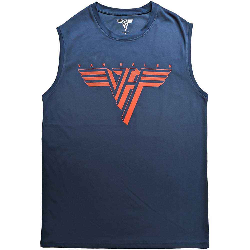 Tielko Van Halen - Classic Red Logo, Unisex,Modrá,S