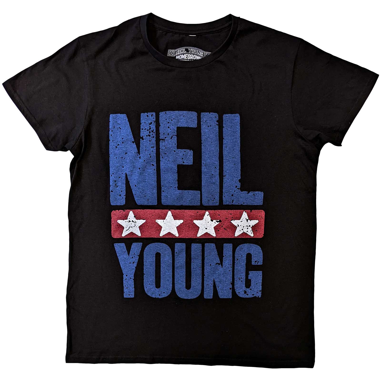 Tričko Neil Young - Stars Logo, Unisex,Čierna,XXL