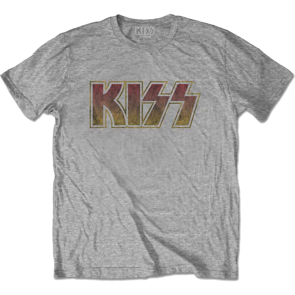 Tričko Kiss - Vintage Classic Logo, Unisex,Šedá,XXL