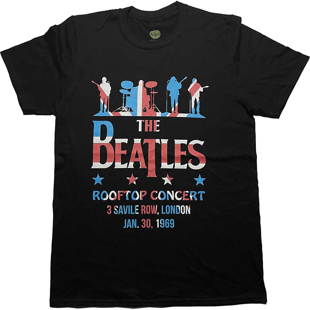 Tričko The Beatles - Drop T Rooftop Flag, Unisex,Čierna,XXL