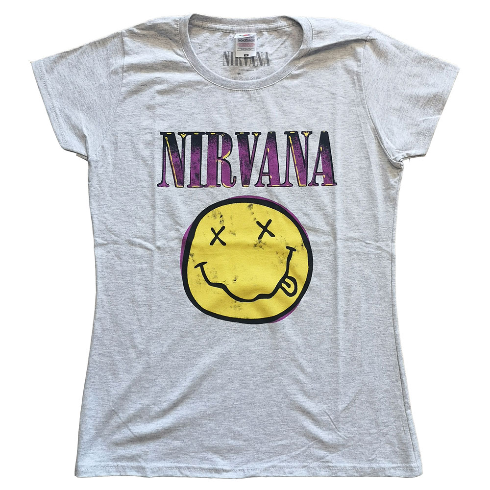 Tričko Nirvana - Xerox Smiley Pink, Žena,Šedá,XXL