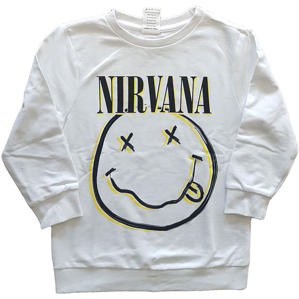 Crewneck Nirvana - Inverse Smiley, Dieťa,Biela,7 – 8 rokov