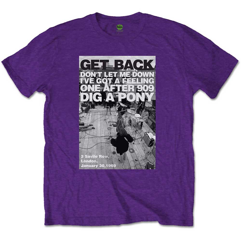Tričko The Beatles - Rooftop Shot, Unisex,Fialová,XXL