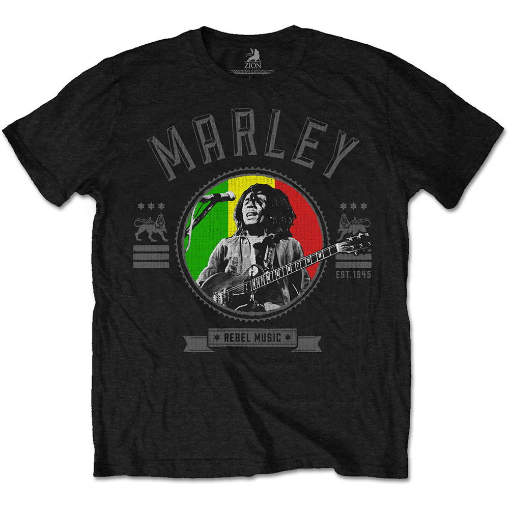 Tričko Bob Marley - Rebel Music Seal, Unisex,Čierna,XXL
