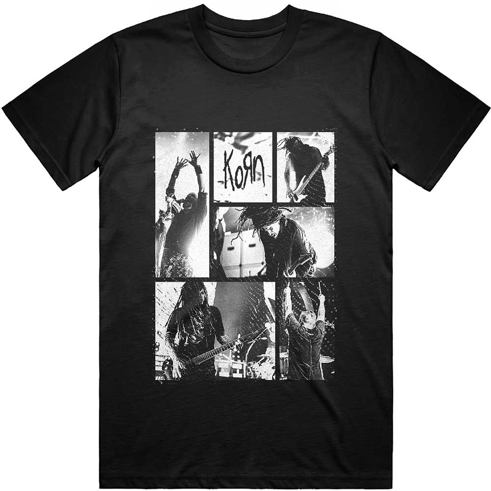 Tričko Korn - Blocks, Unisex,Čierna,XXL