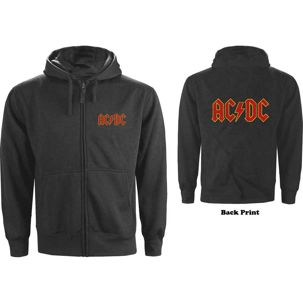Mikina na zips AC/DC - Logo, Unisex,Šedá,L