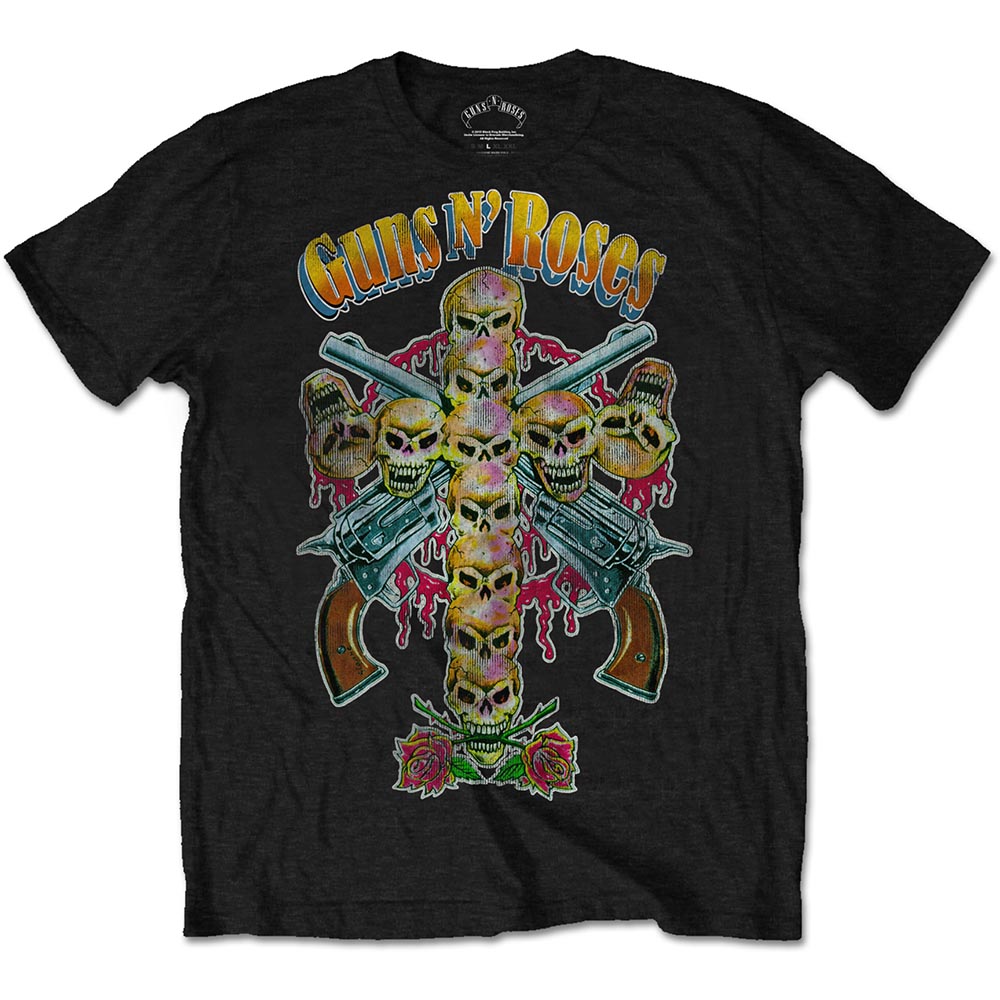 Tričko Guns N’ Roses - Skull Cross 80s, Unisex,Čierna,XXL