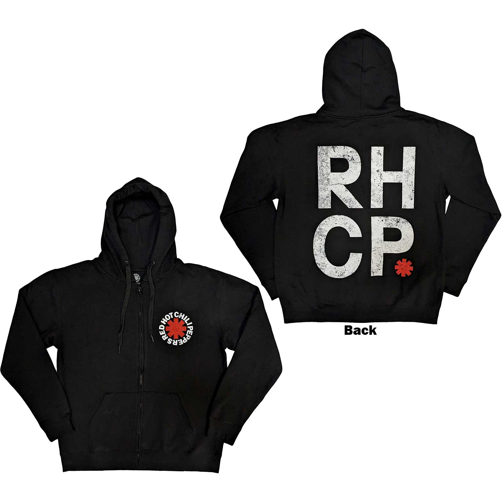 Mikina na zips Red hot chili peppers - Red Asterisk, Unisex,Čierna,XXL