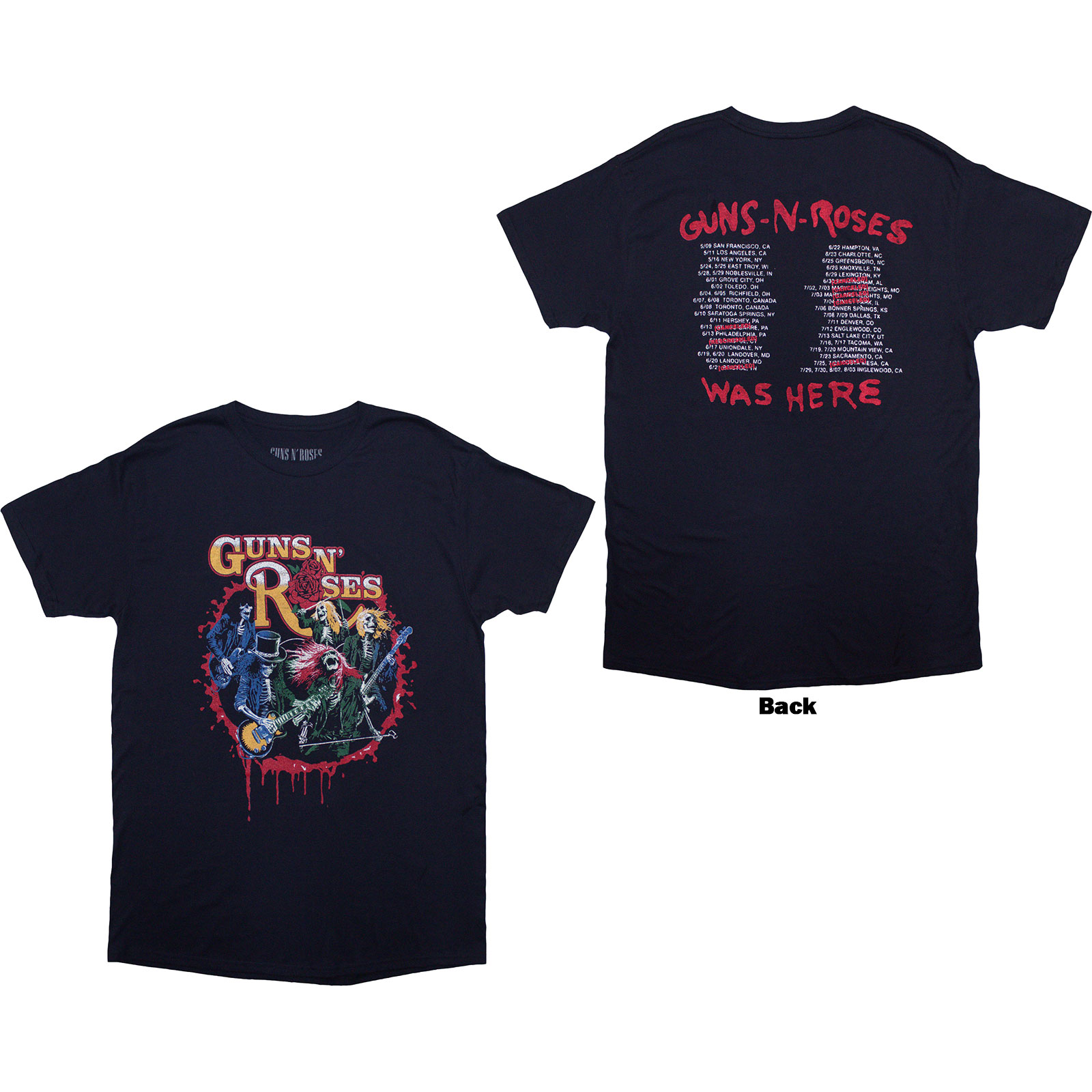 Tričko Guns N’ Roses - Was Here, Unisex,Modrá,XXL