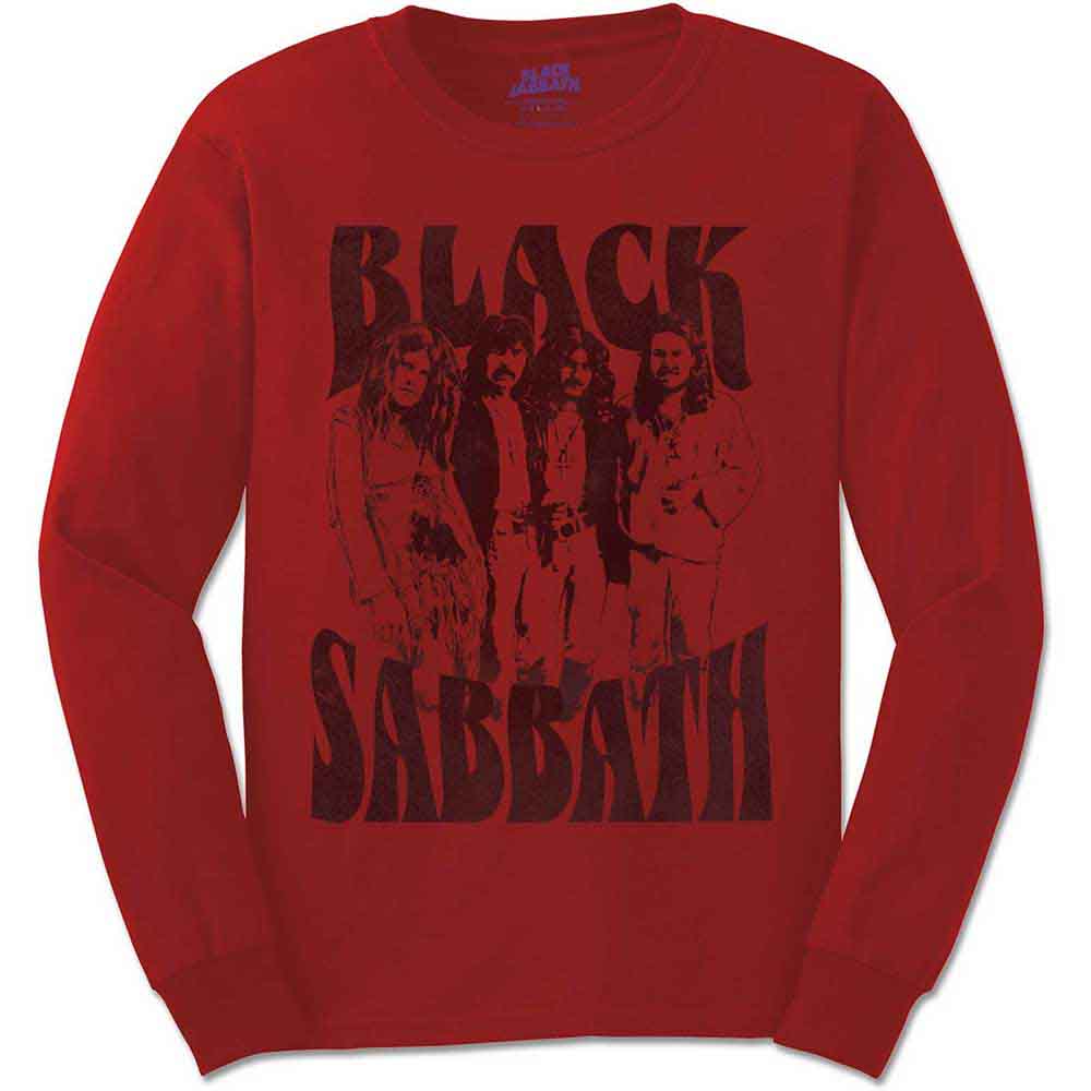 Tričko s dlhým rukávom Black Sabbath - Band and Logo, Unisex,Červená,XXL
