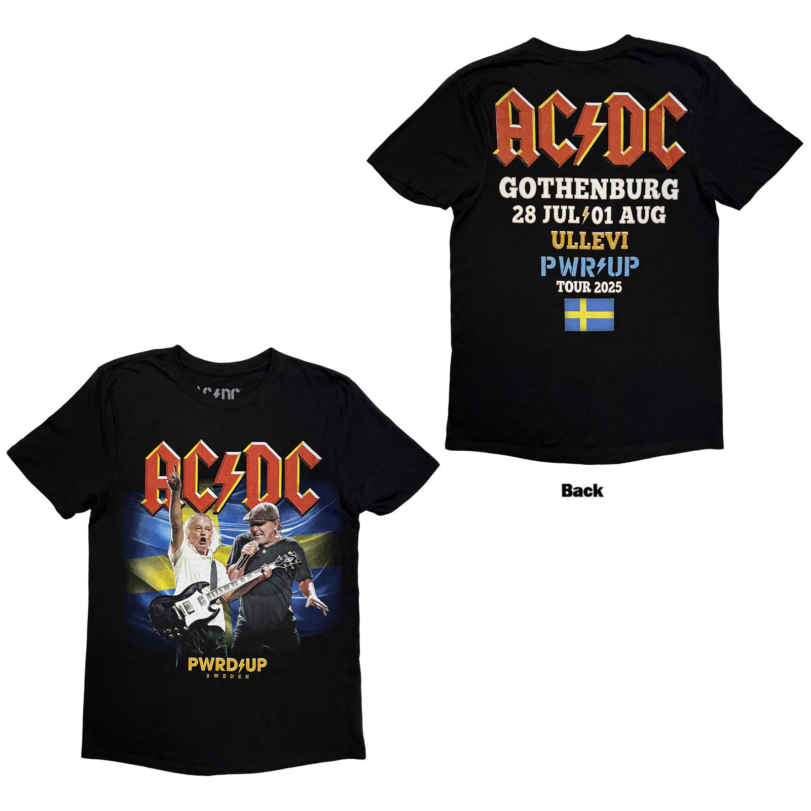 Tričko AC/DC - PWR'D-UP Sweden EU Tour '25, Unisex,Čierna,S
