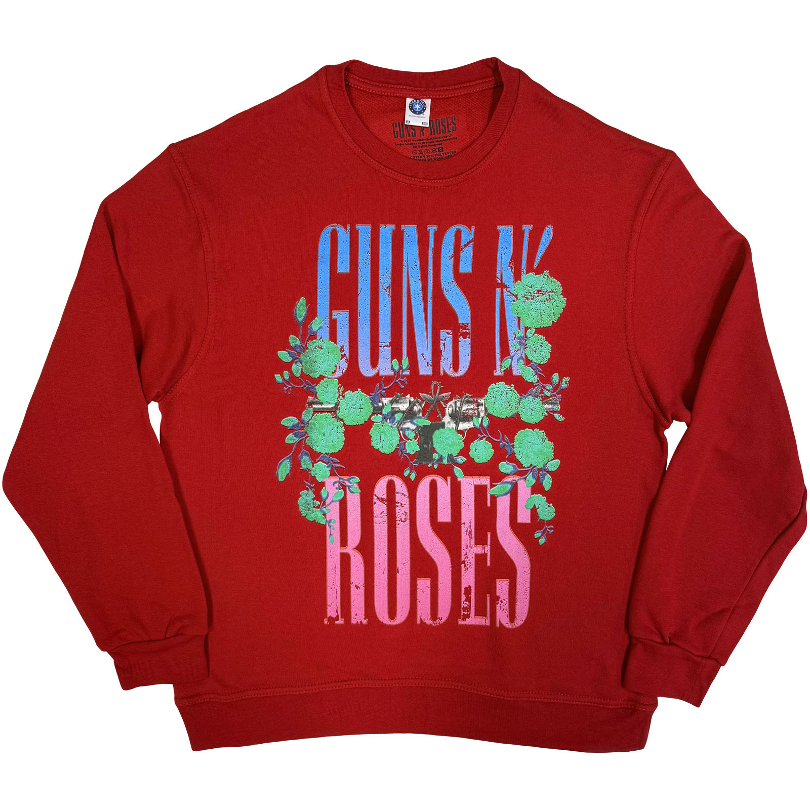 Crewneck Guns N’ Roses - Guns & Vine, Unisex,Červená,XXL