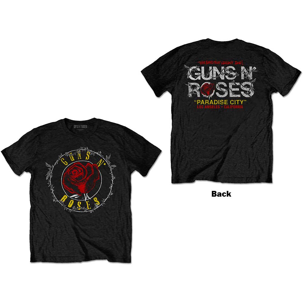 Tričko Guns N’ Roses - Rose Circle Paradise City, Unisex,Čierna,XXL