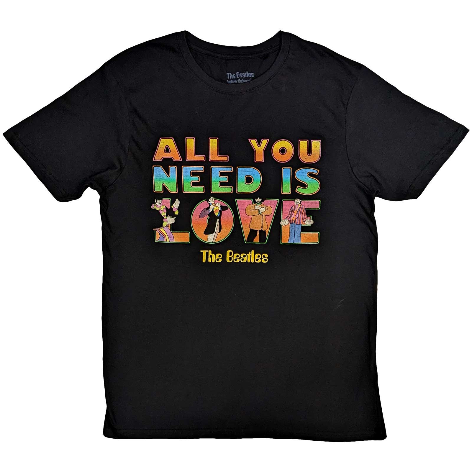 Tričko The Beatles - Yellow Submarine All You Need Is Love Stacked, Unisex,Čierna,XXL