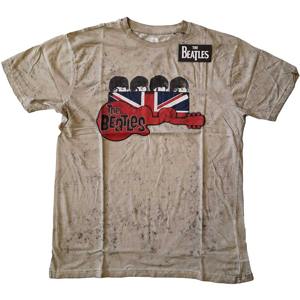 Tričko The Beatles - Guitar & Flag, Unisex,Natural,XXL