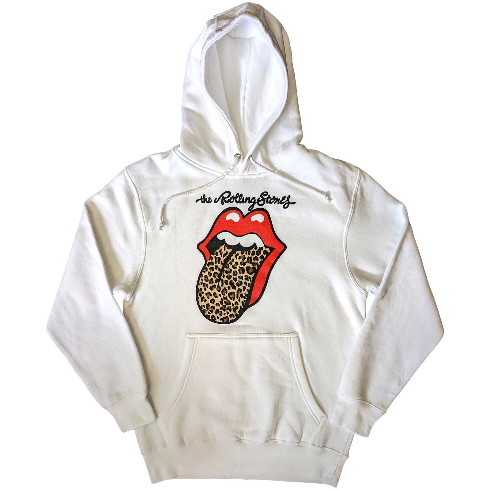 Mikina The Rolling Stones - Leopard Tongue, Unisex,Biela,XXL