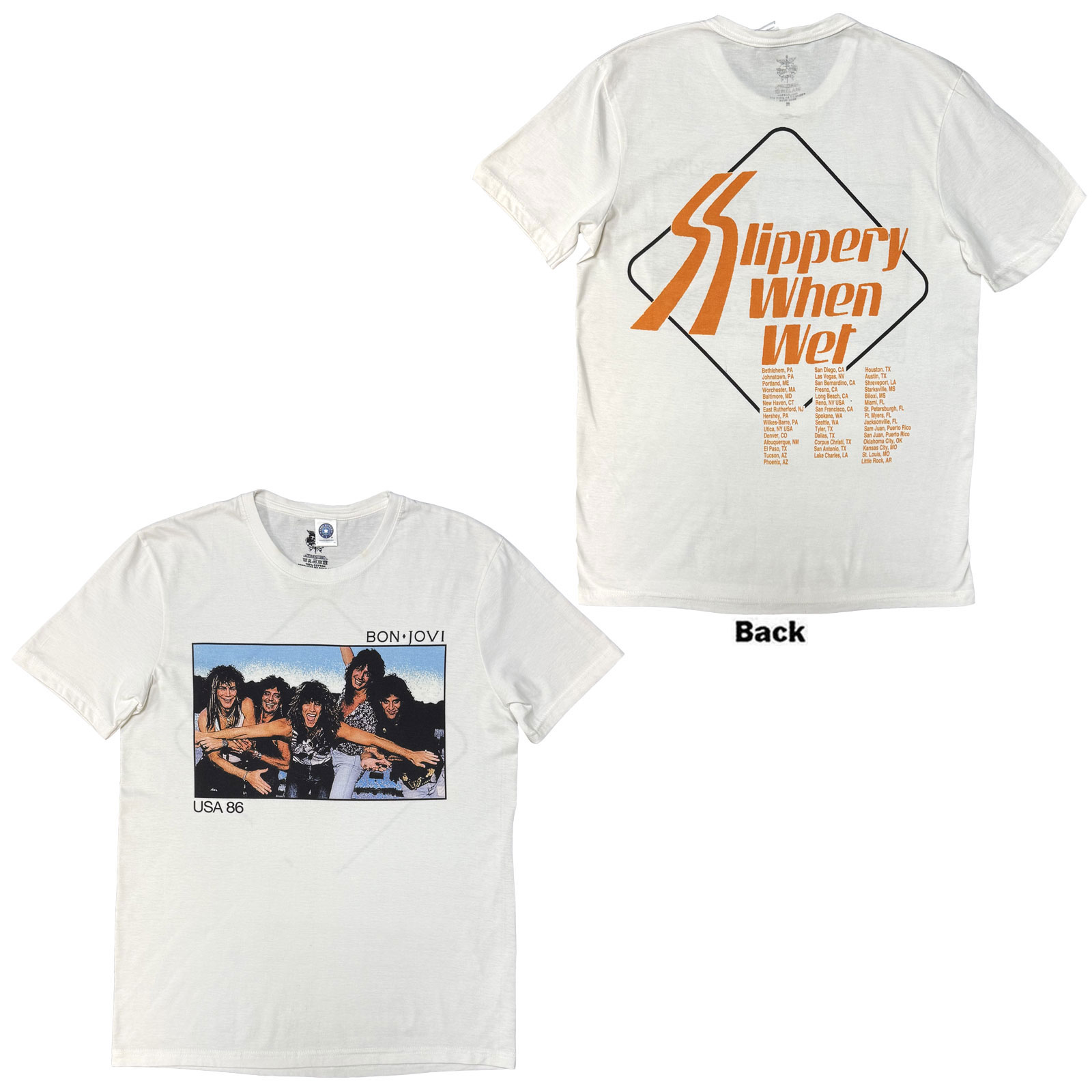 Tričko Bon Jovi - USA '86, Unisex,Biela,XXL