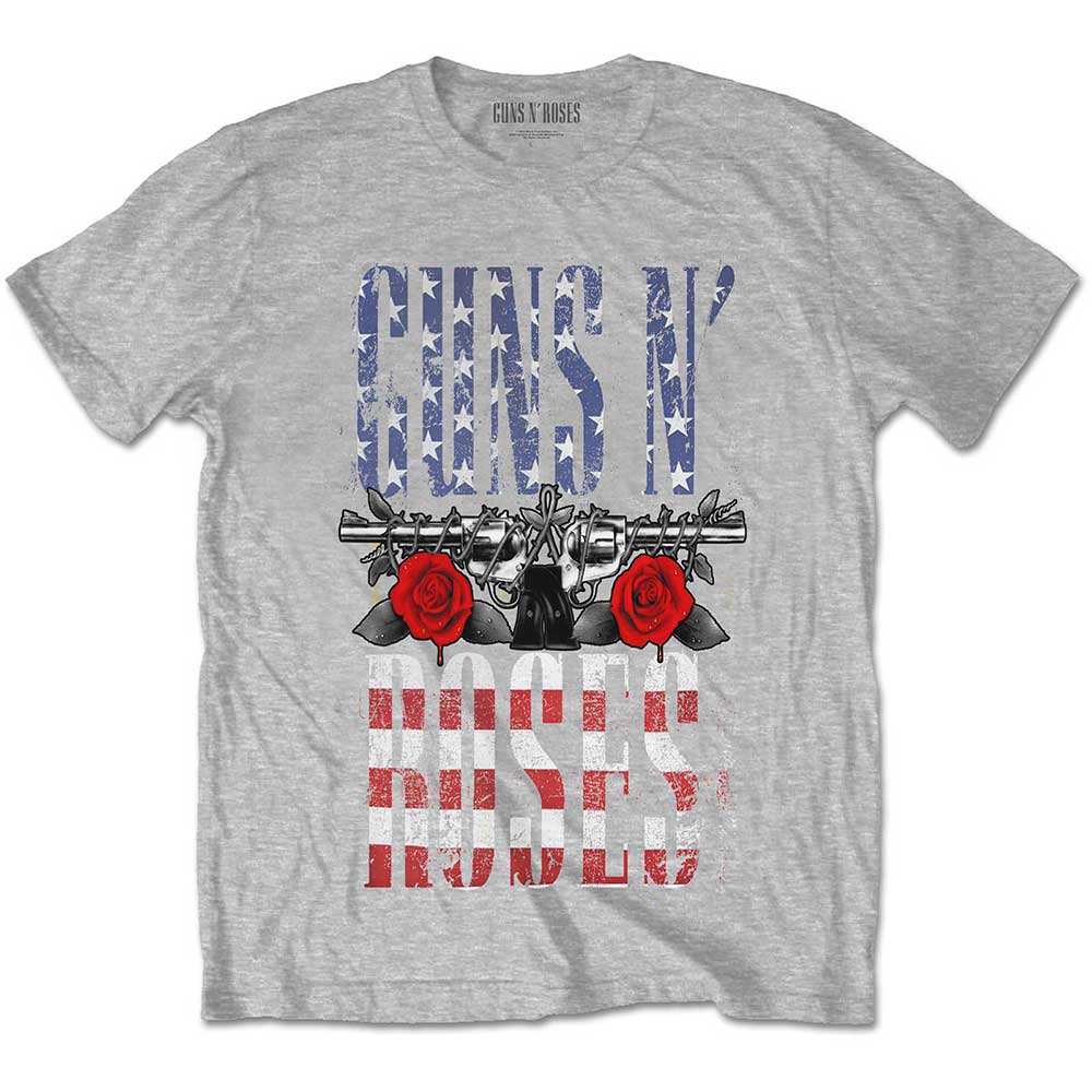 Tričko Guns N’ Roses - US Flag in Logo, Unisex,Šedá,XXL