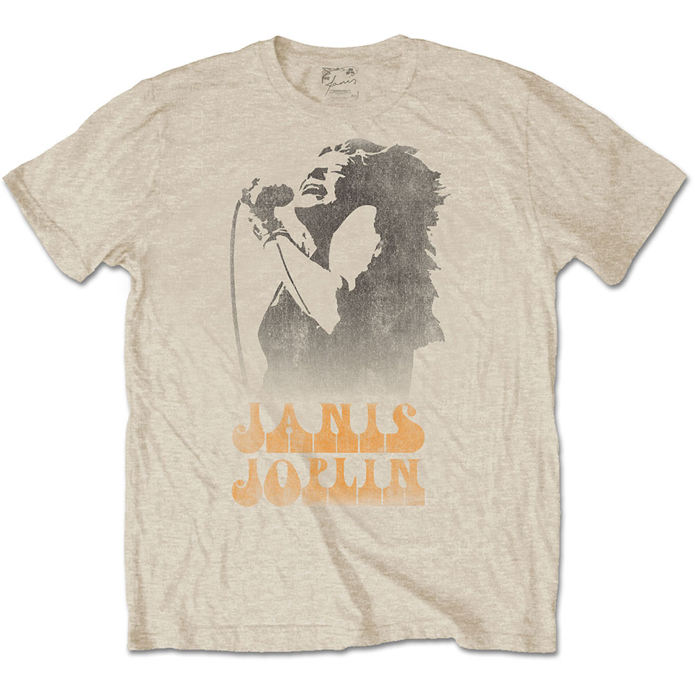 Tričko Janis Joplin - Working The Mic, Unisex,Natural,XXL