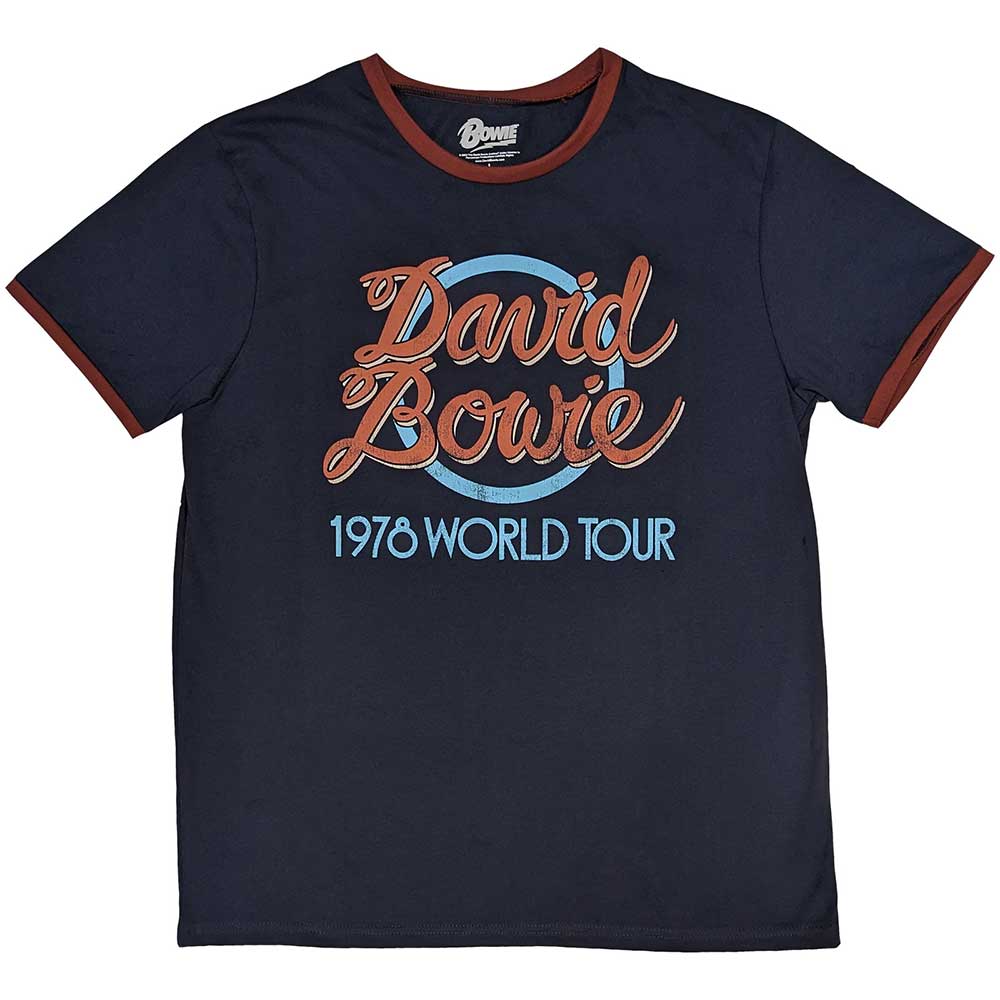 Tričko David Bowie - 1978 World Tour, Unisex,Modrá,XXL