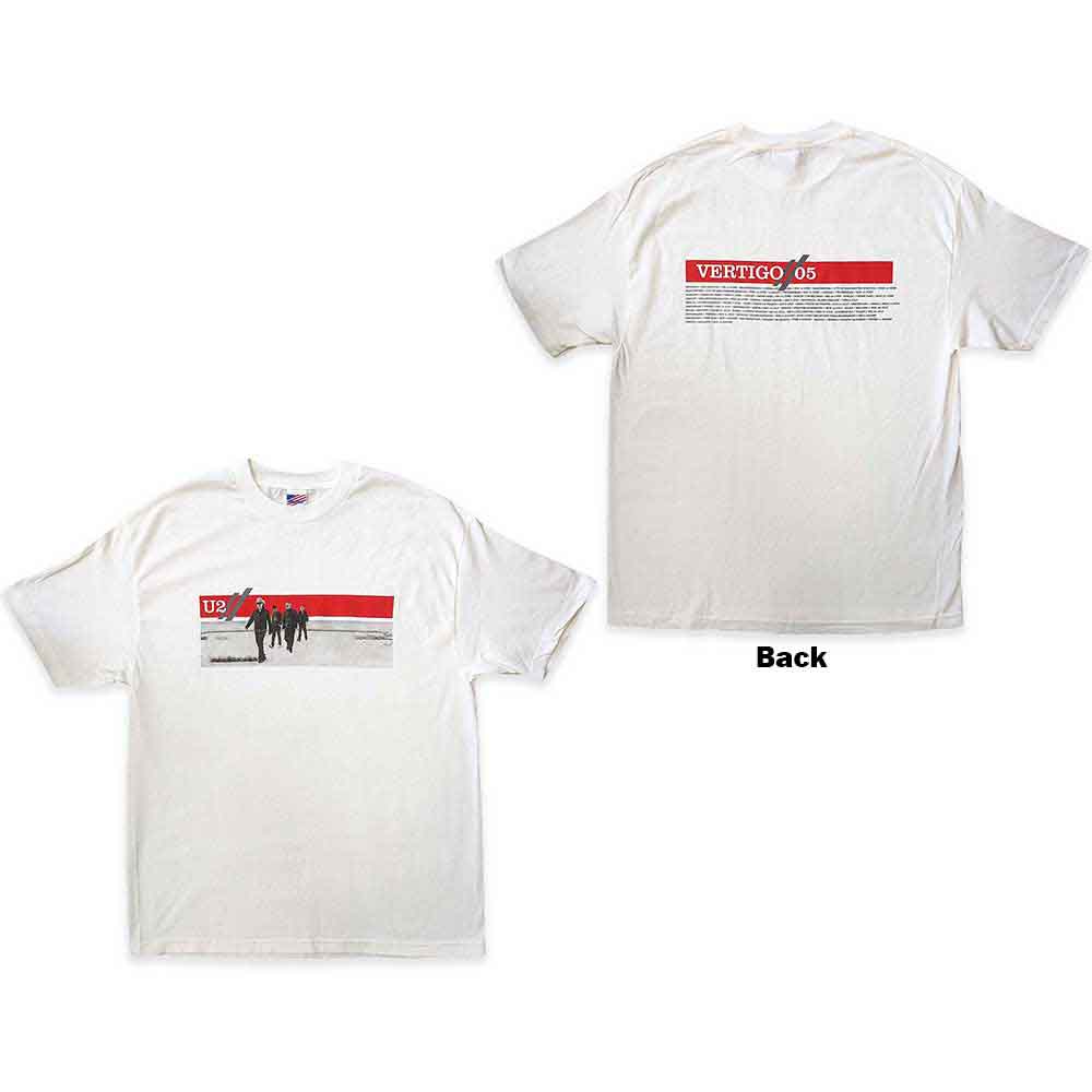 Tričko U2 - Vertigo 2005 Band Photo, Unisex,Biela,XL