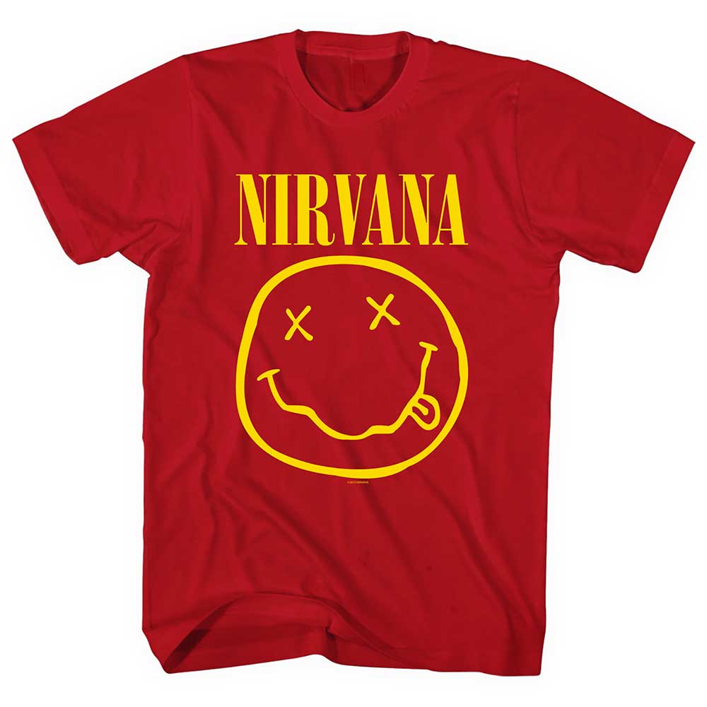 Tričko Nirvana - Yellow Smiley, Unisex,Červená,3XL