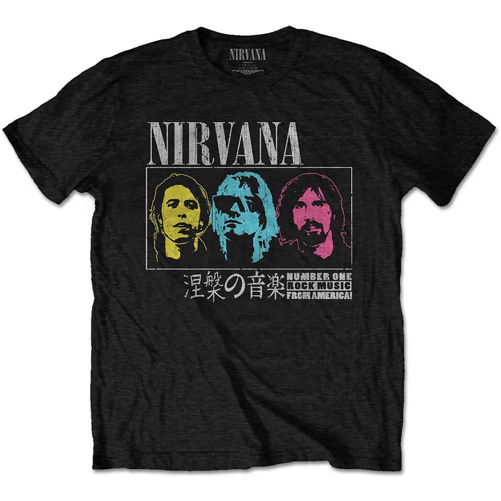 Tričko Nirvana - Japan!, Unisex,Čierna,S