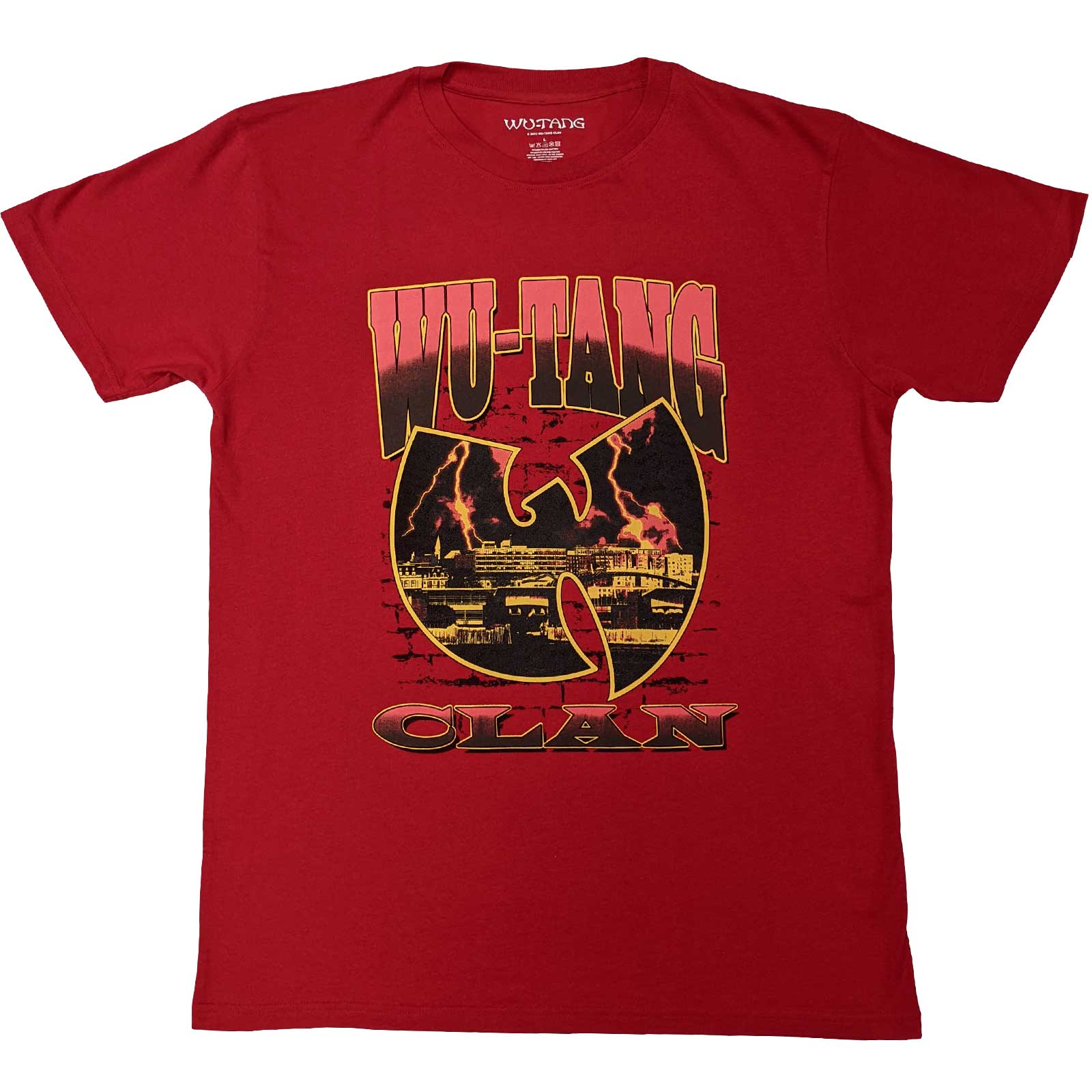 Tričko Wu-Tang Clan - Brick Wall, Unisex,Červená,XL