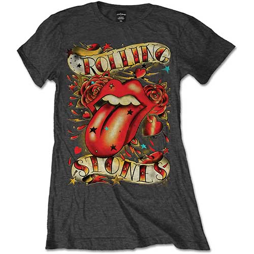 Tričko The Rolling Stones - Tongue & Stars, Žena,Šedá,S