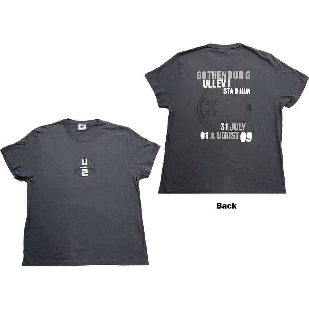 Tričko U2 - 360 Degree Tour Gothenburg 2009, Unisex,Šedá,XL