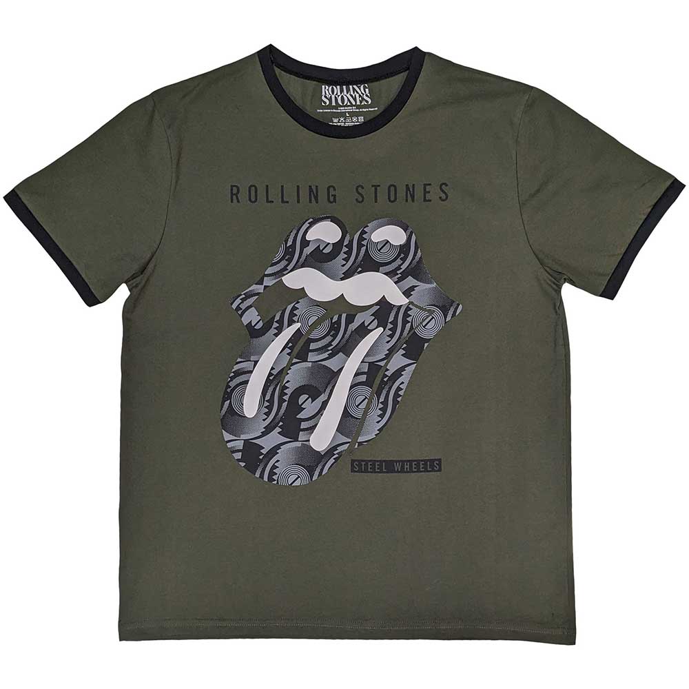 Tričko The Rolling Stones - Black & White Tongue, Unisex,Zelená,XXL