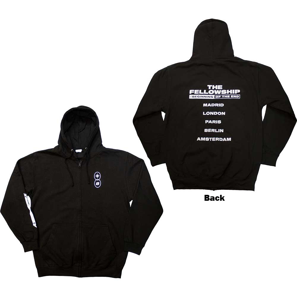 Mikina na zips ATEEZ - Fellowship Tour Euro, Unisex,Čierna,XL