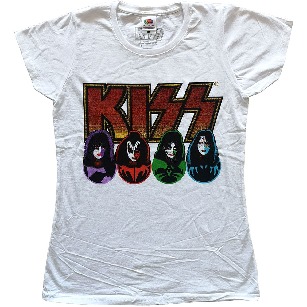 Tričko Kiss - Logo, Faces & Icons, Žena,Biela,XXL