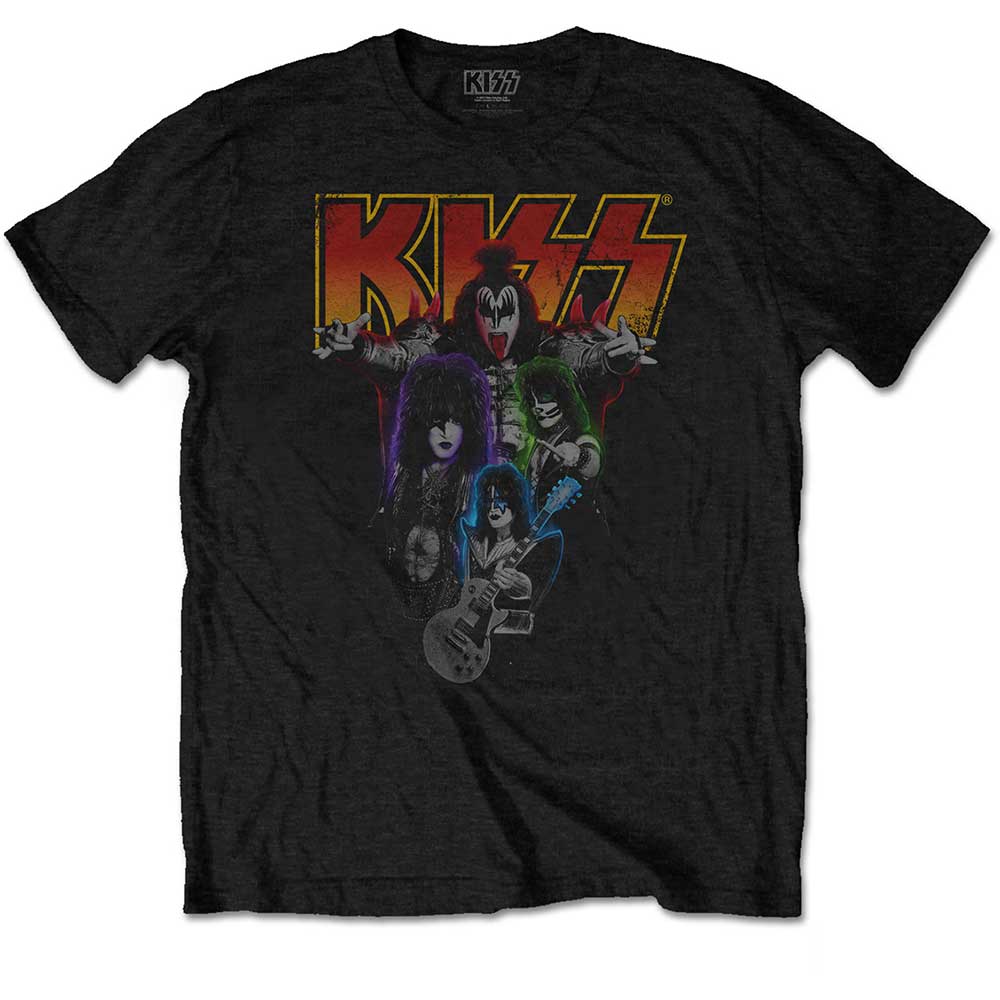 Tričko Kiss - Neon Band, Unisex,Čierna,XXL