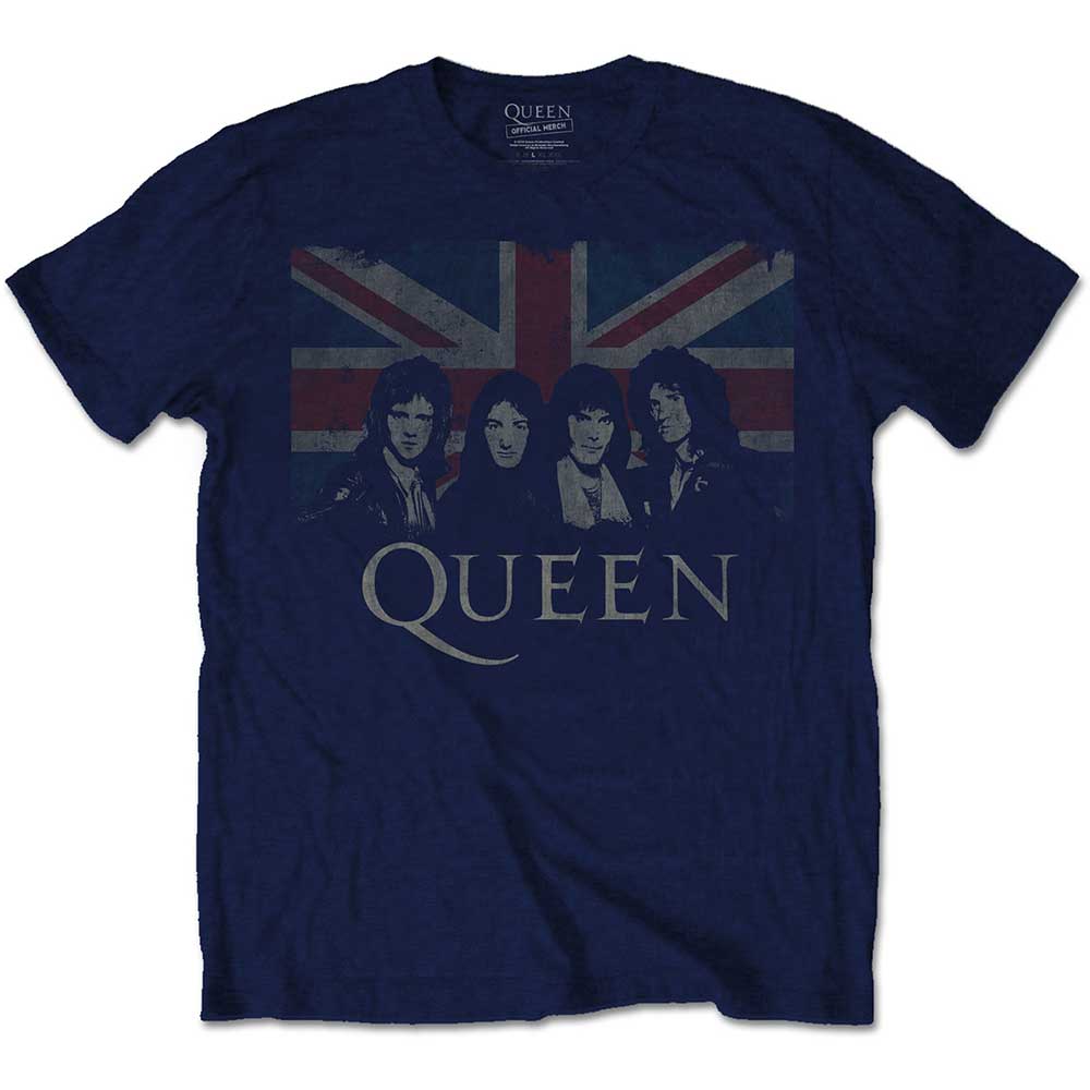 Tričko Queen - Vintage Union Jack, Unisex,Modrá,XXL