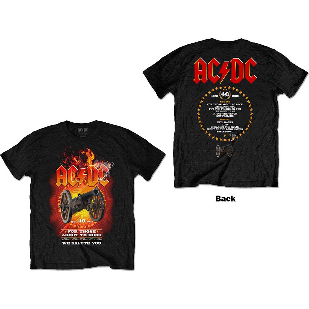 Tričko AC/DC - FTATR 40th Flaming, Unisex,Čierna,XL