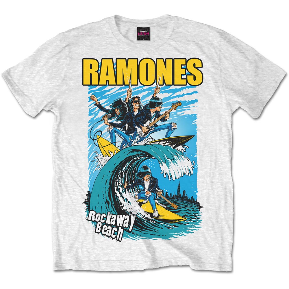 Tričko Ramones - Rockaway Beach, Unisex,Biela,XXL