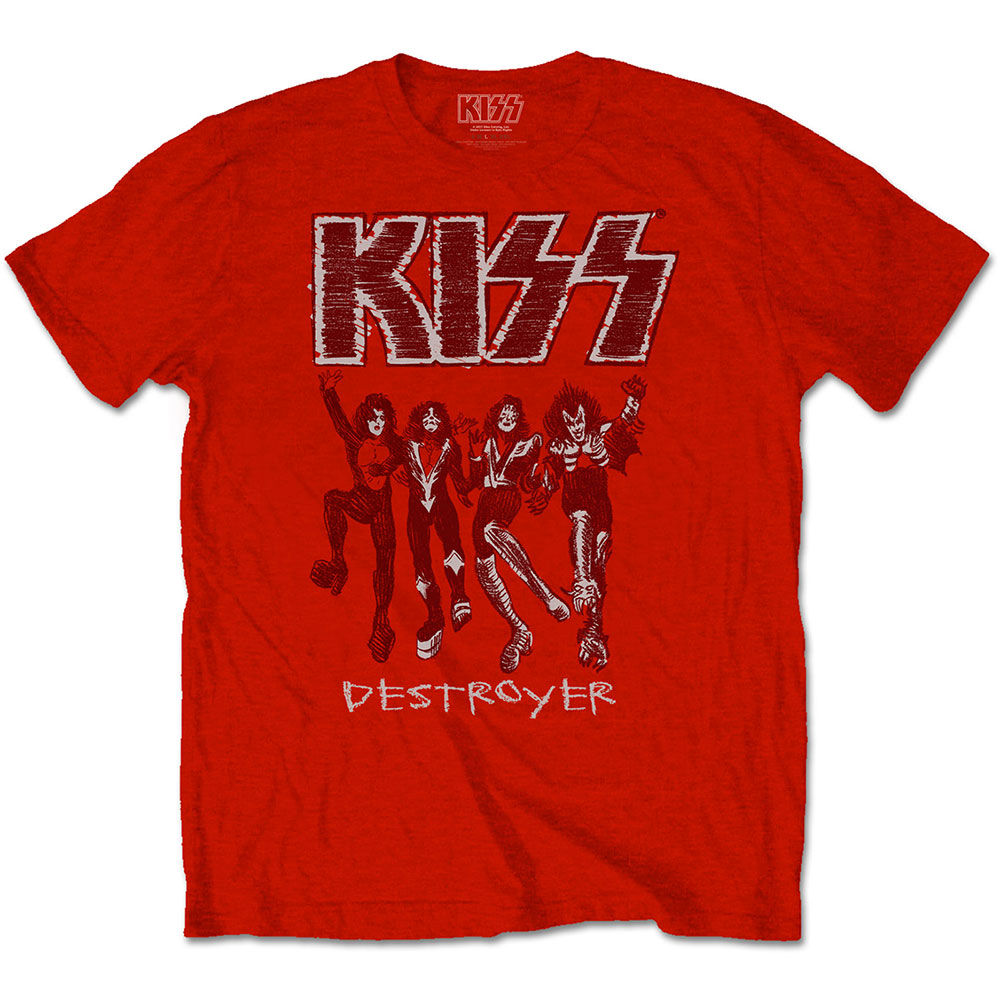 Tričko Kiss - Destroyer Sketch, Unisex,Červená,XXL