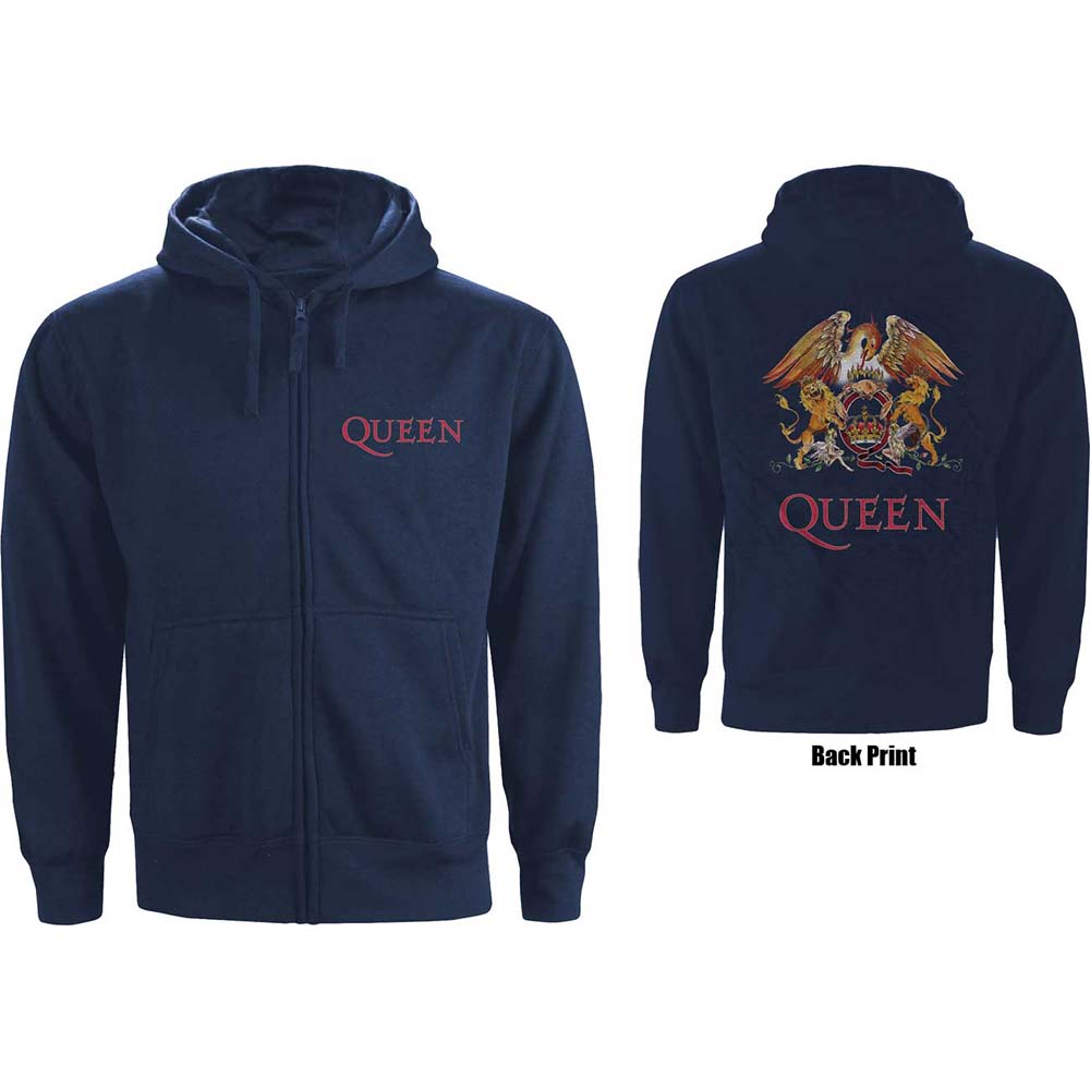 Mikina na zips Queen - Classic Crest, Unisex,Modrá,XXL