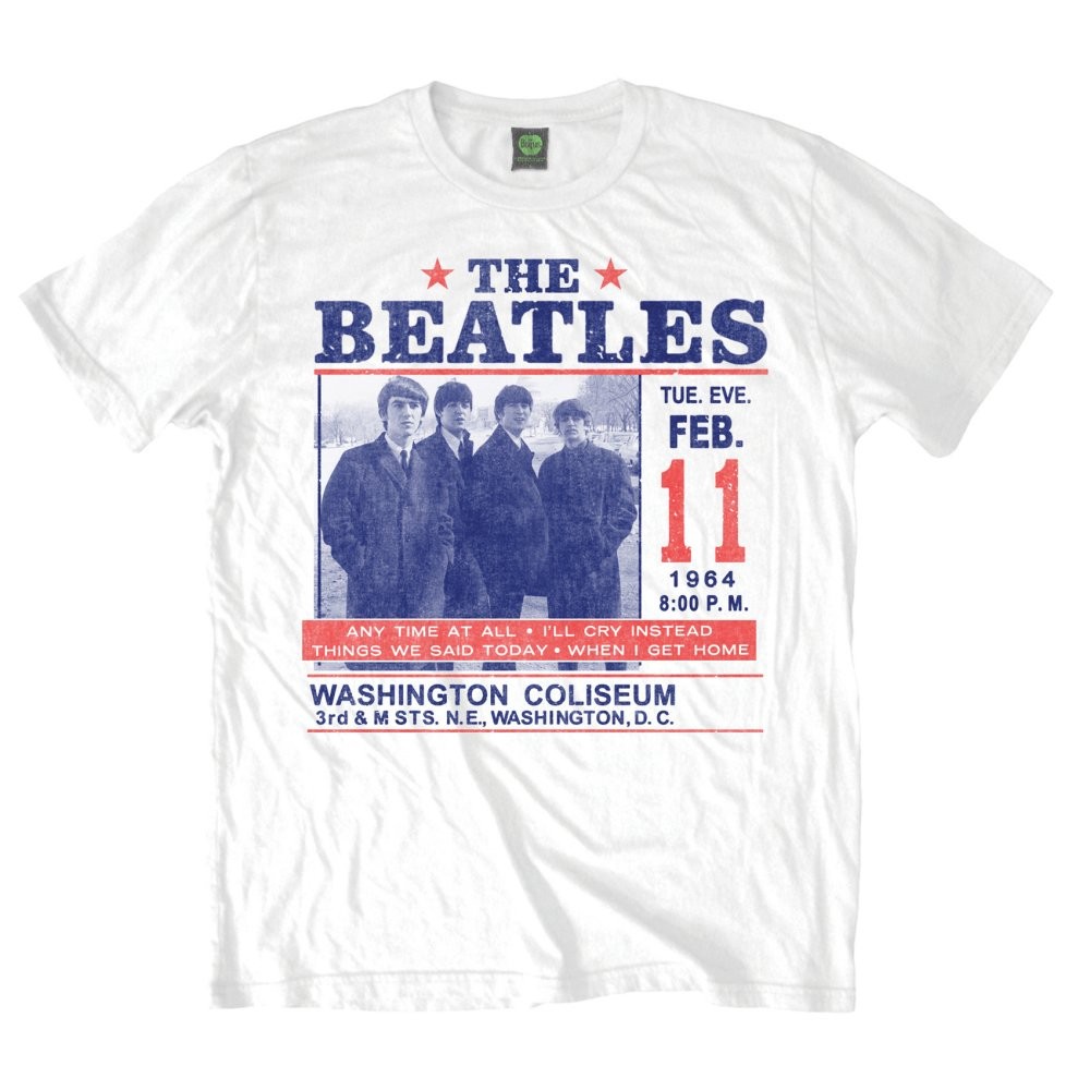 Tričko The Beatles - Washington Coliseum, Unisex,Biela,XXL