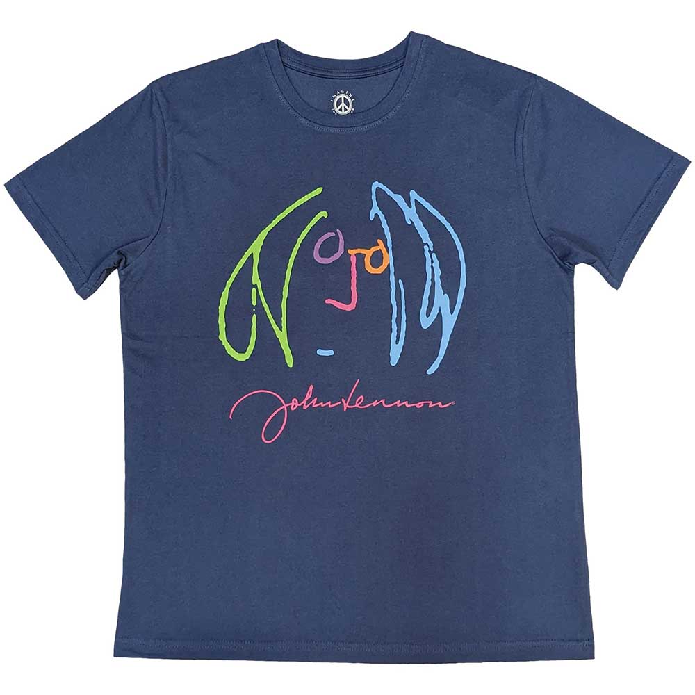 Tričko John Lennon - Self Portrait Full Colour, Unisex,Modrá,M