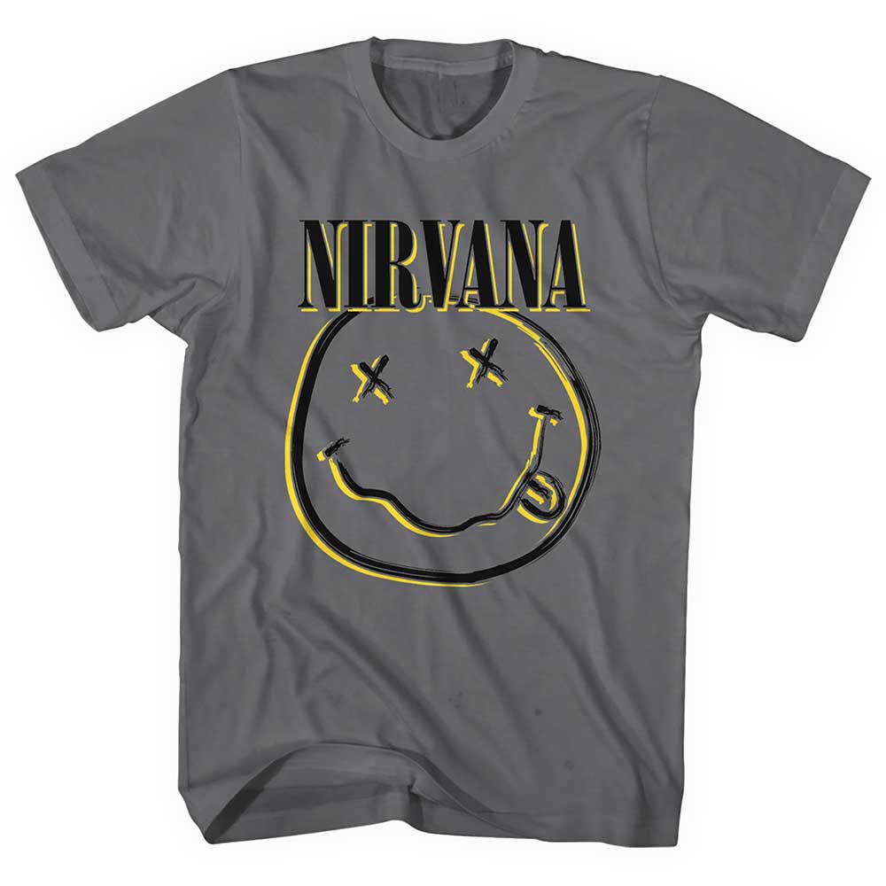 Tričko Nirvana - Inverse Smiley, Unisex,Šedá,M