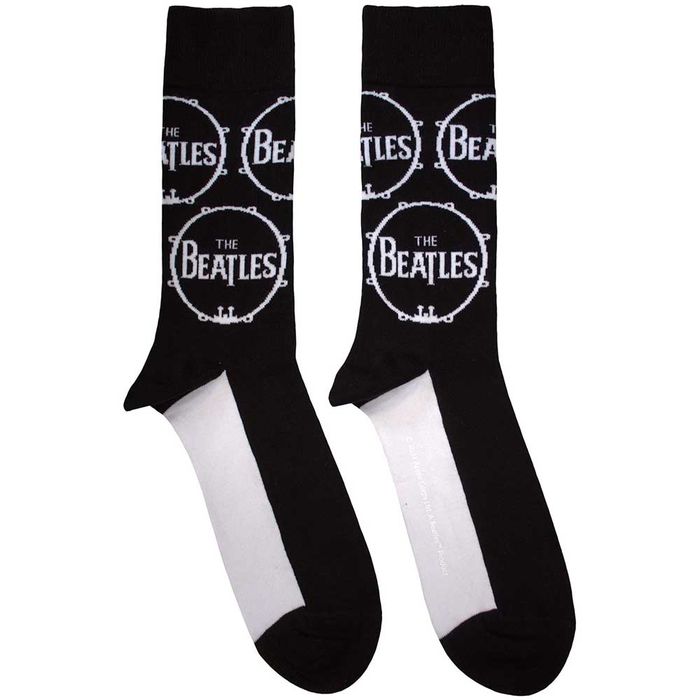 Ponožky The Beatles - Drum Logo Repeat, Unisex,Čierna,UK 7 - 11