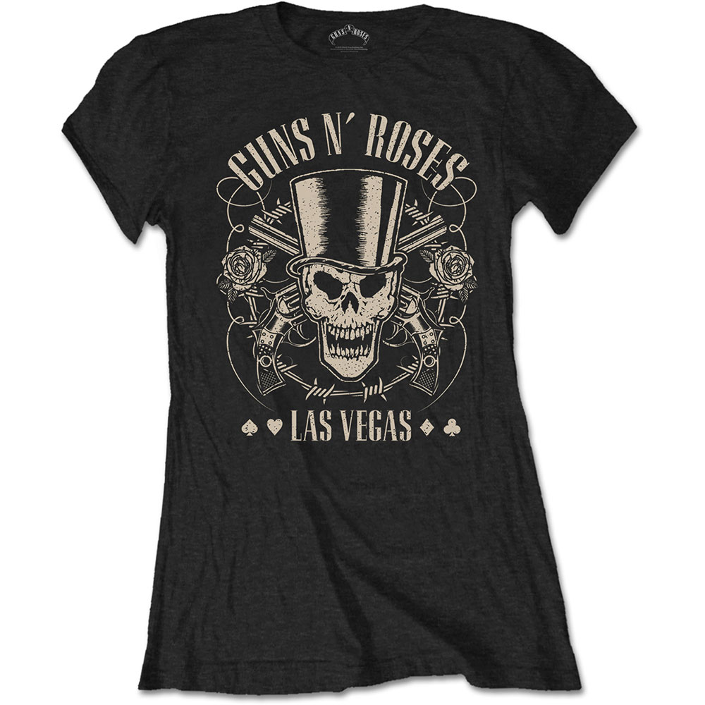 Tričko Guns N’ Roses - Top Hat, Skull & Pistols Las Vegas, Žena,Čierna,XXL