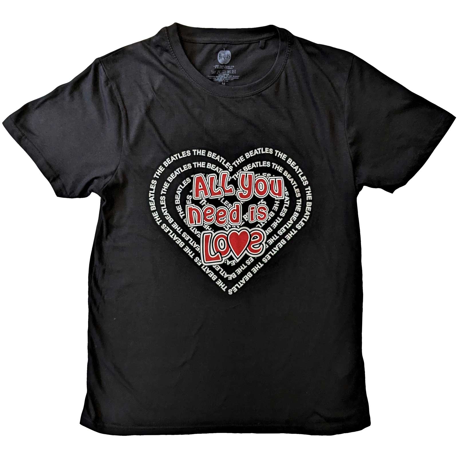 Tričko The Beatles - All You Need Is Love Heart, Unisex,Čierna,XXL