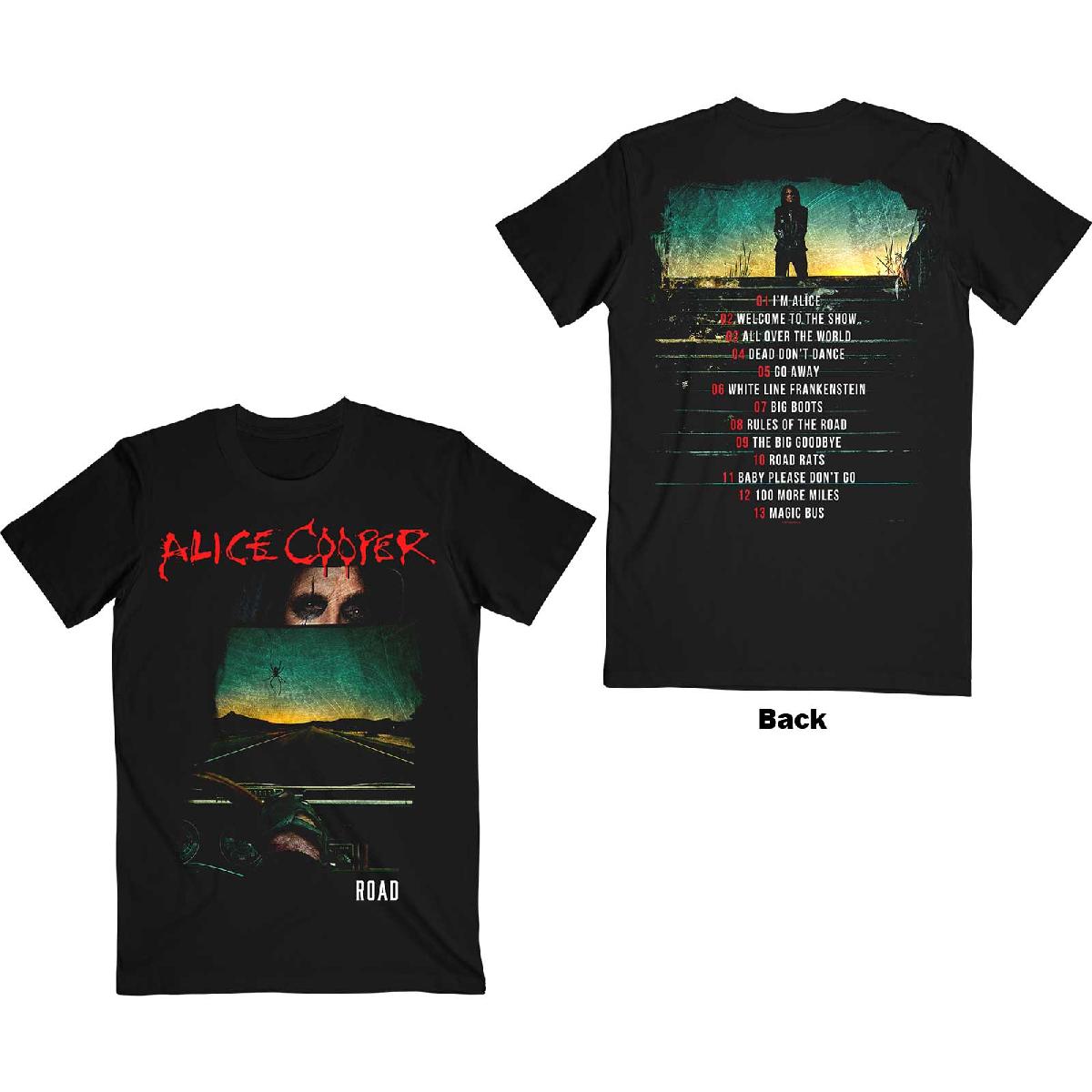 Tričko Alice Cooper - Road Cover Tracklist, Unisex,Čierna,XXL