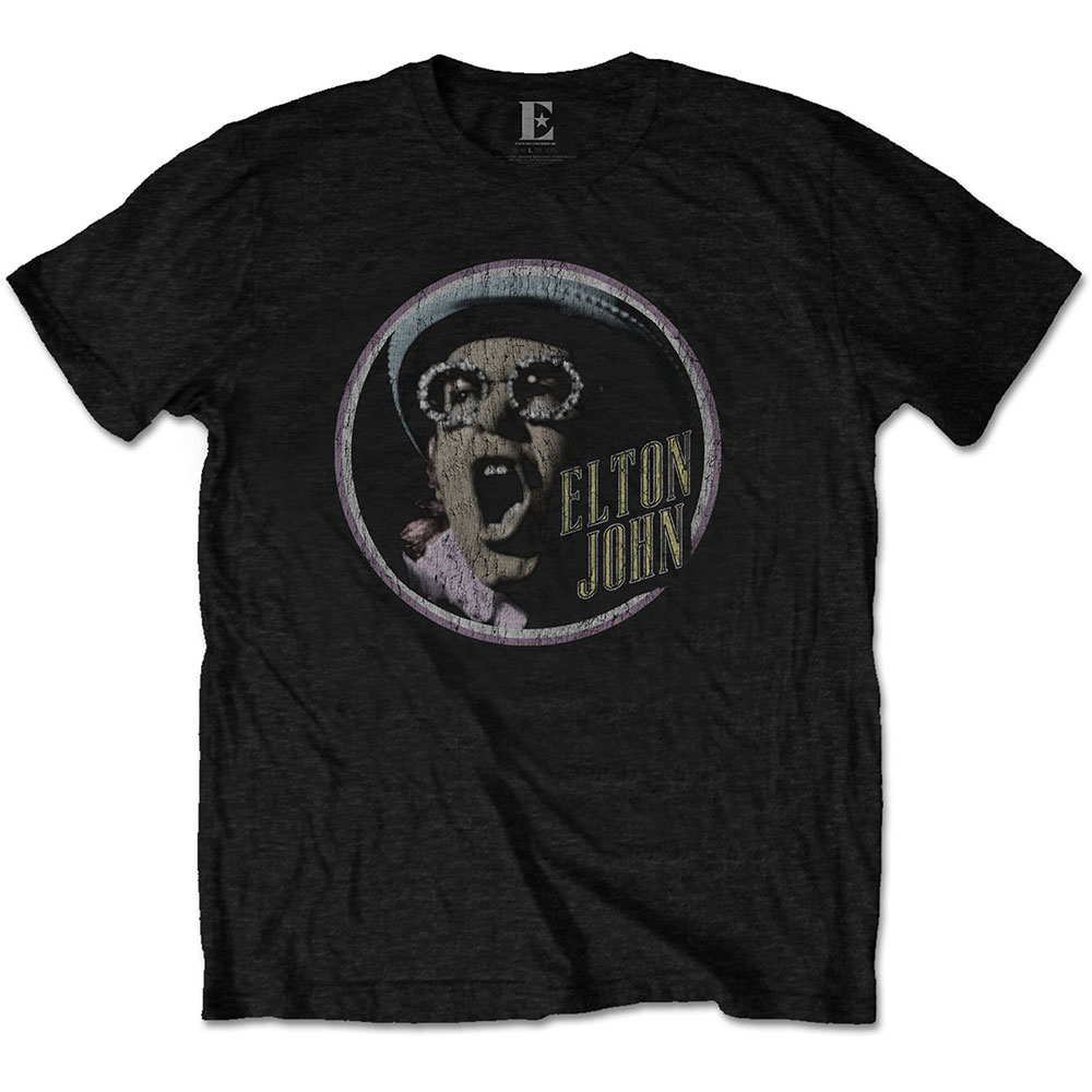 Tričko Elton John - Circle, Unisex,Čierna,XXL