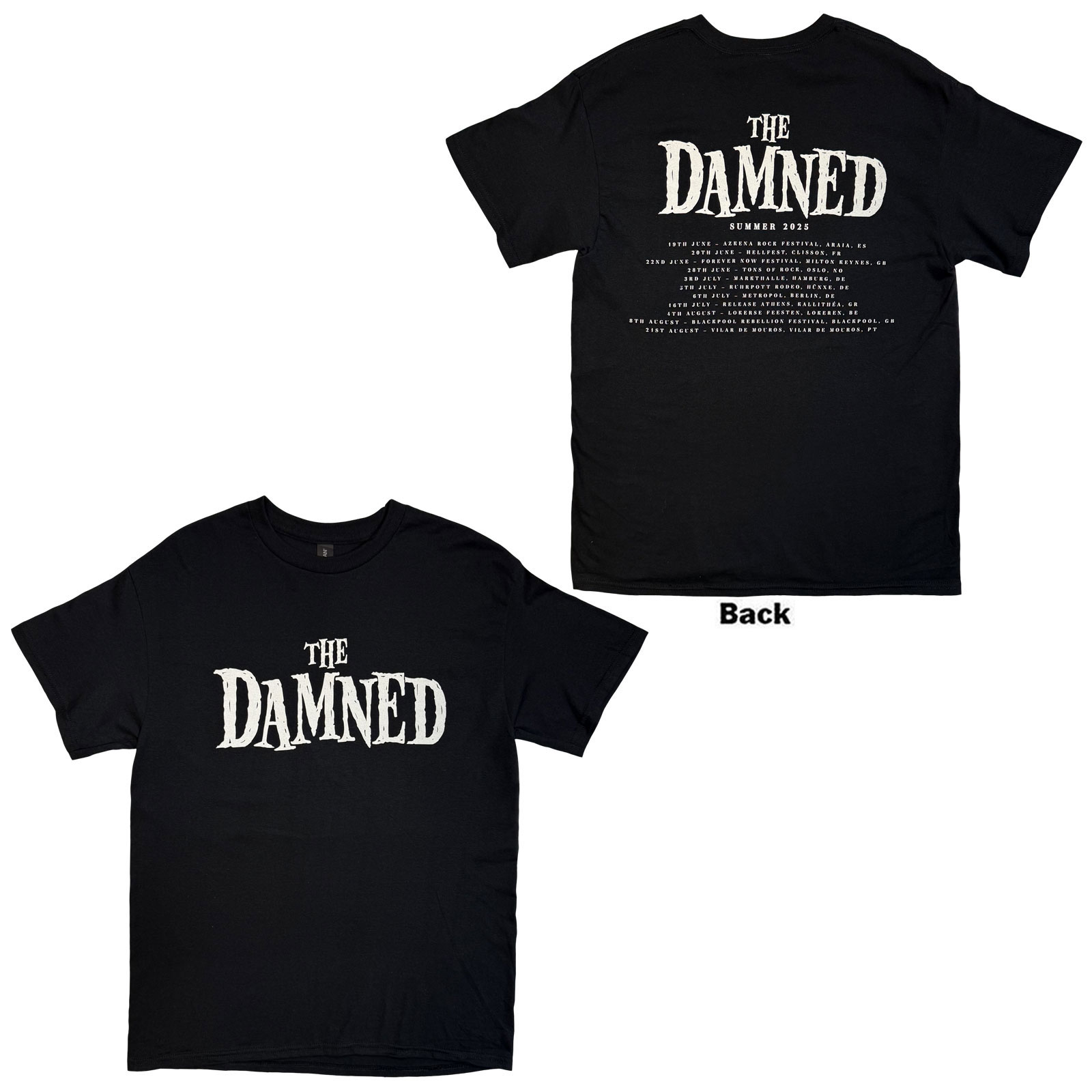 Tričko The Damned - Logo EU Tour Summer 25, Unisex,Čierna,XXL