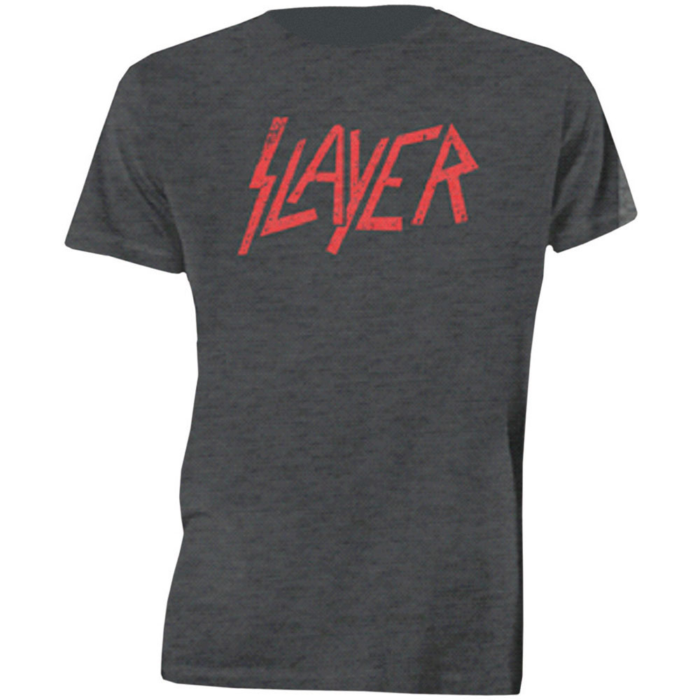 Tričko Slayer - Distressed Logo, Unisex,Šedá,XXL