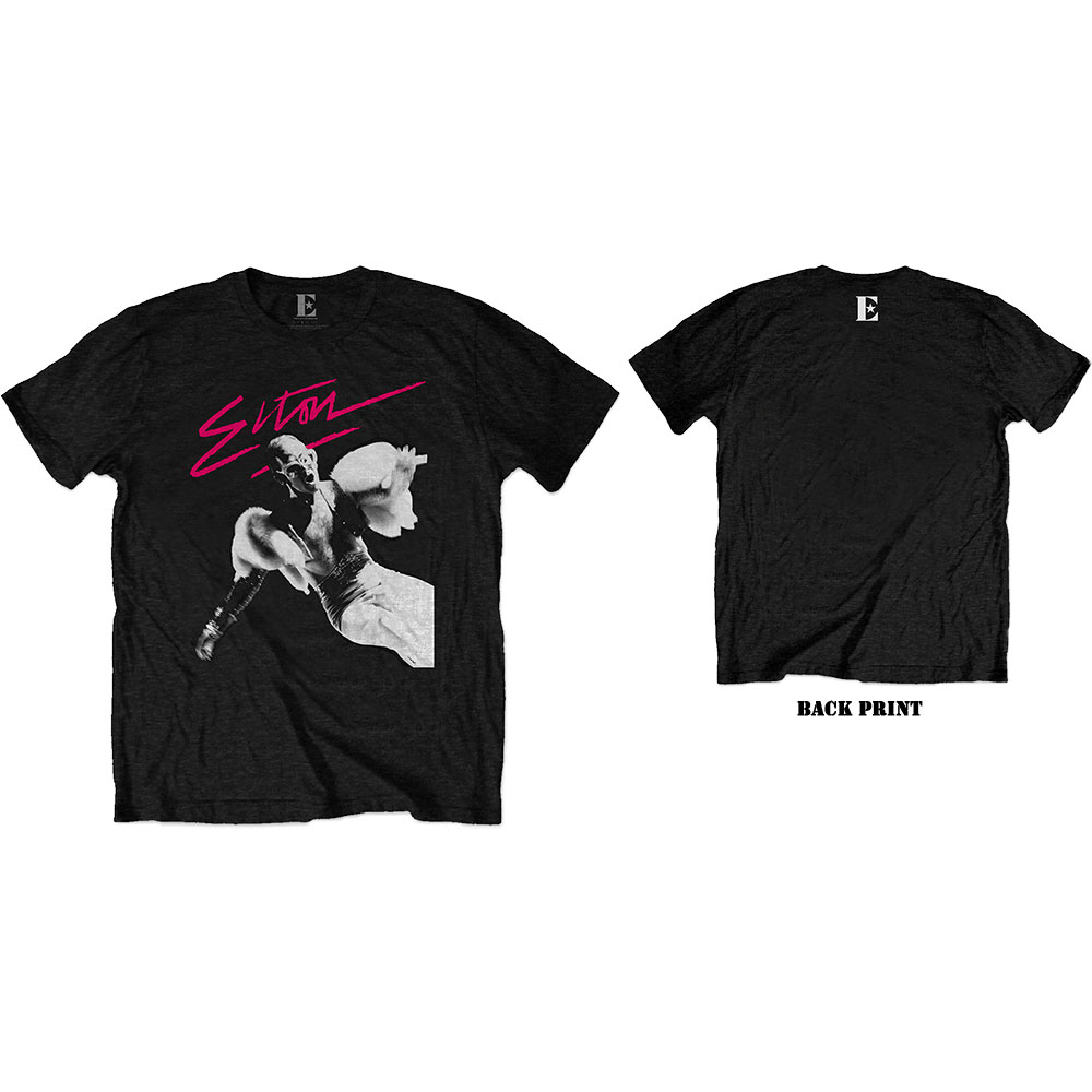Tričko Elton John - Pink Brush, Unisex,Čierna,XXL
